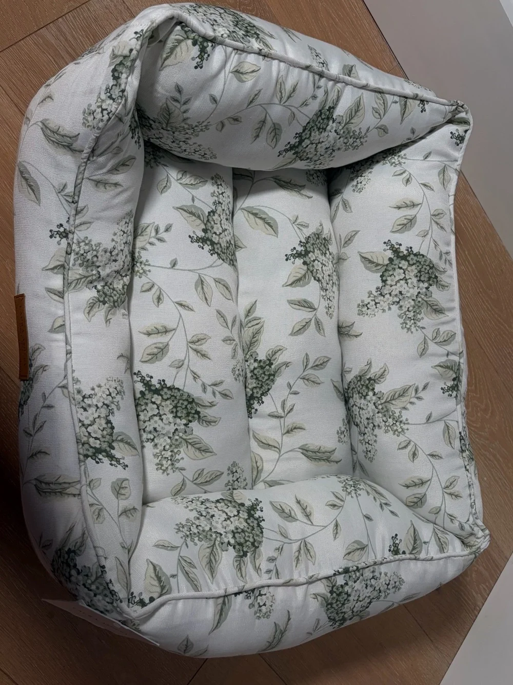 Pet Bed - Floral Green Leaf Print